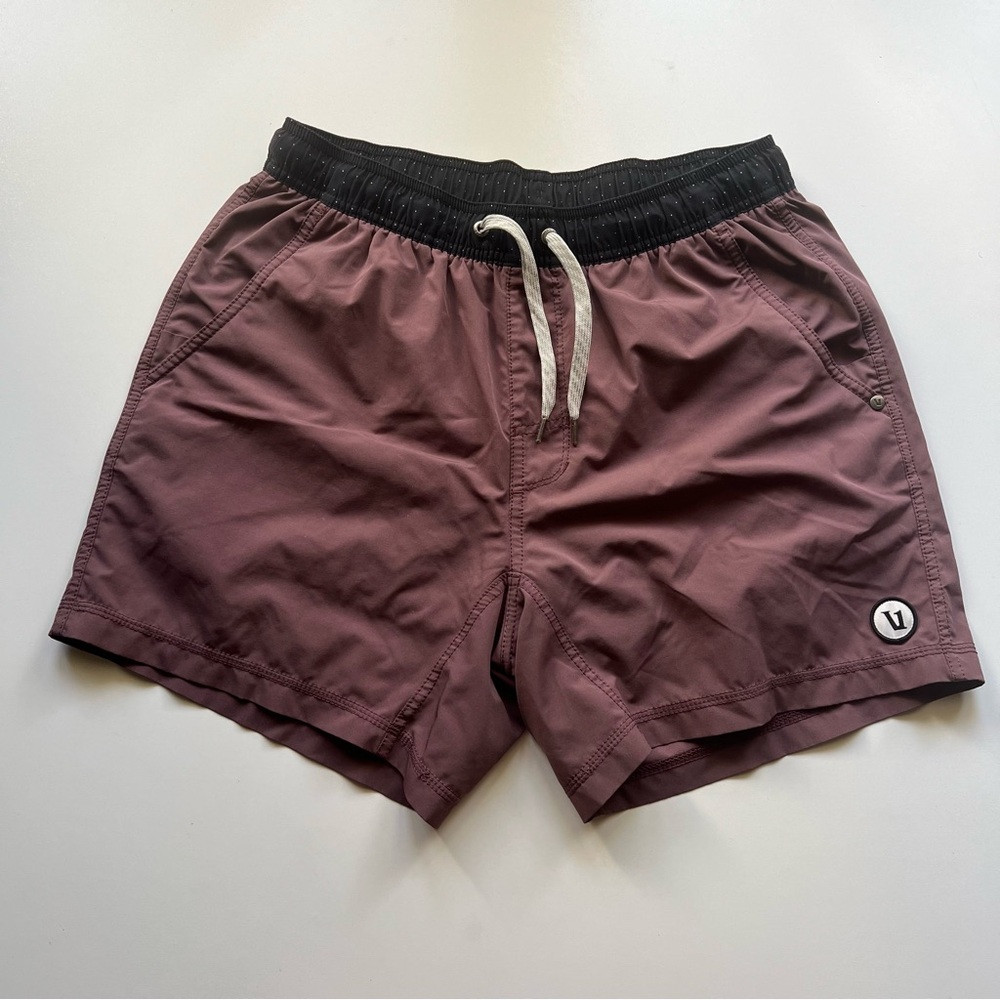 Vuori Men's Athletic Shorts in Mauve with Black Waistband